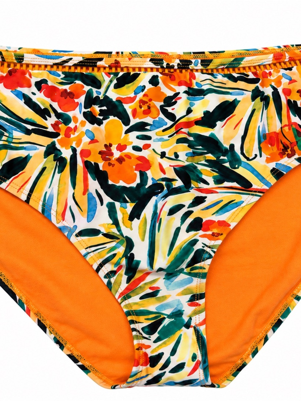 Women’s Tropical Floral Bikini Bottoms — Orange